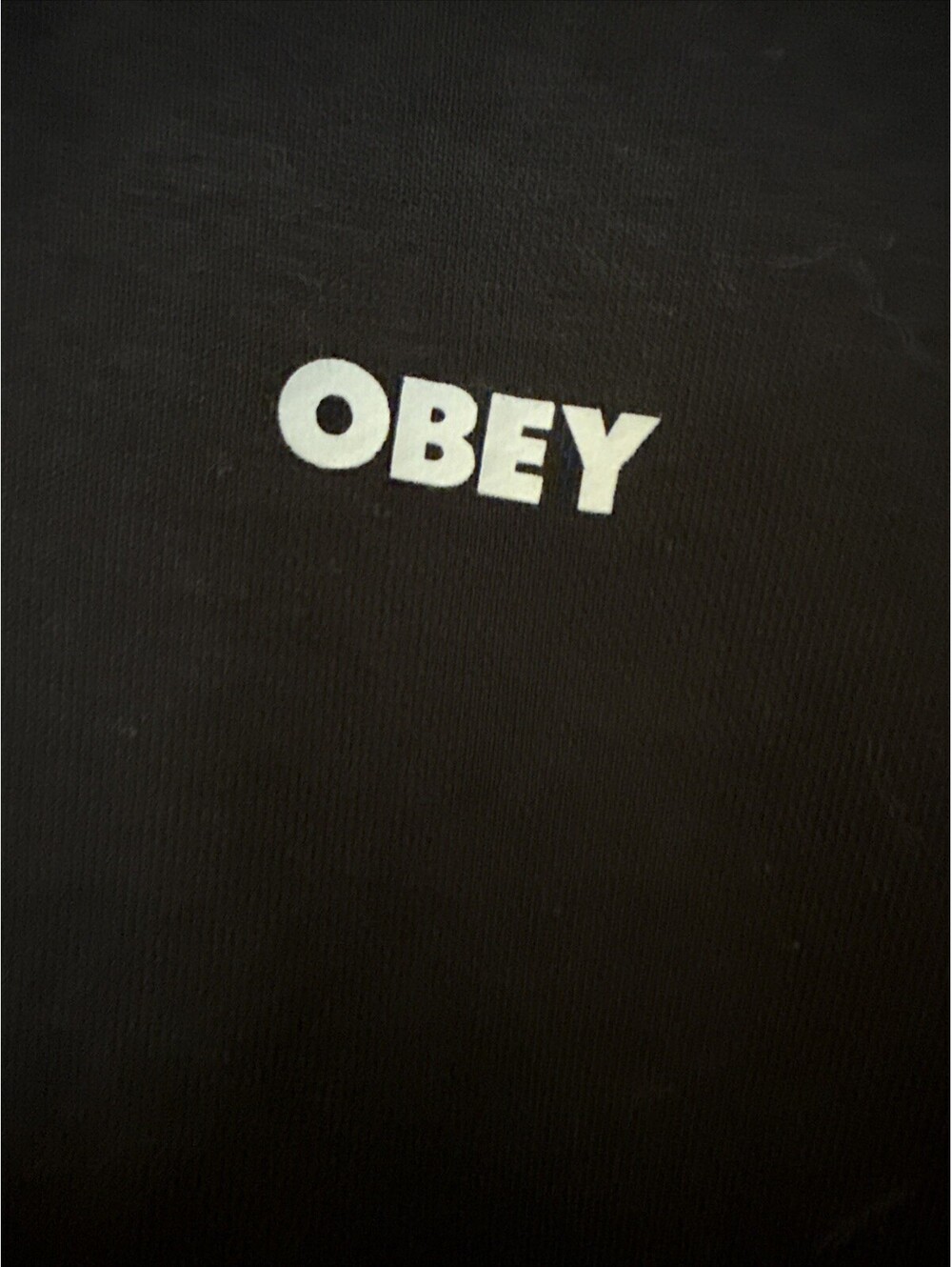 OBEY Mens Large Black Crewneck Sweatshirt Big Logo Back Skate Streetwear
